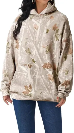 Women Camo Hoodie Oversized Pullover Sweatshirt Casual Loose Fit Workout Athletic Y2k Hoodies With Pockets