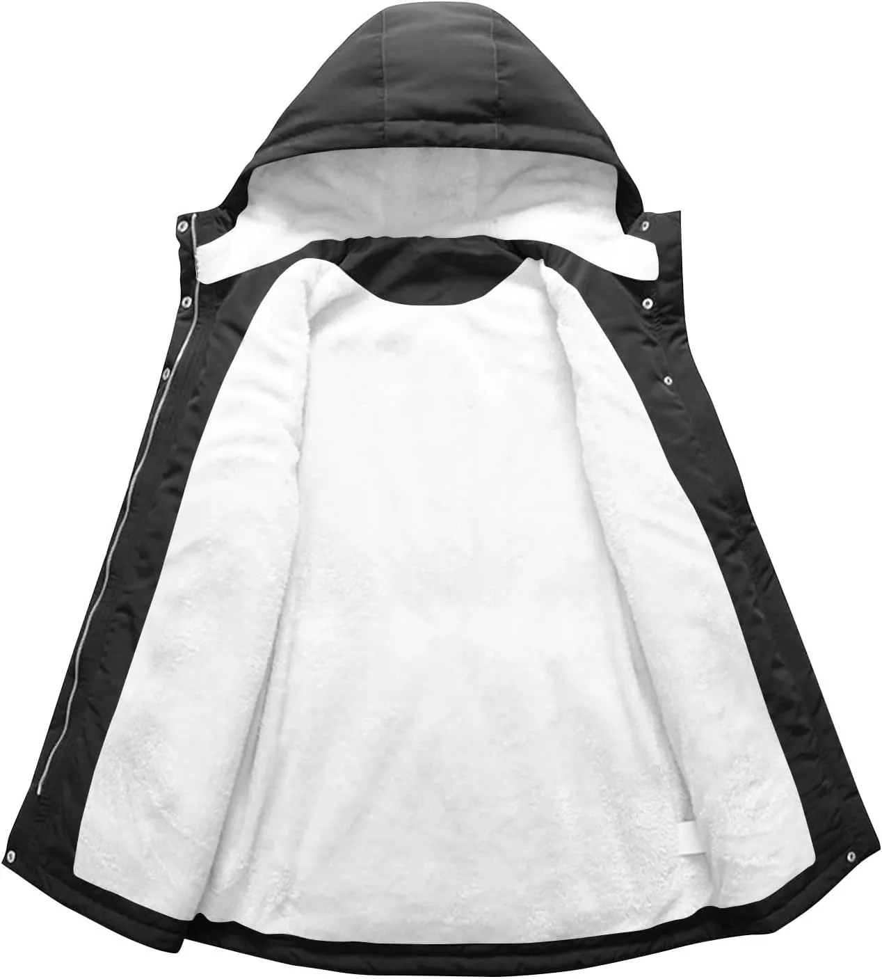 Women Faux Fur Hooded Parka Coats Winter Fleece Sherpa Lined Mid Length Jacket Winter Outwear Windproof Warm Jackets