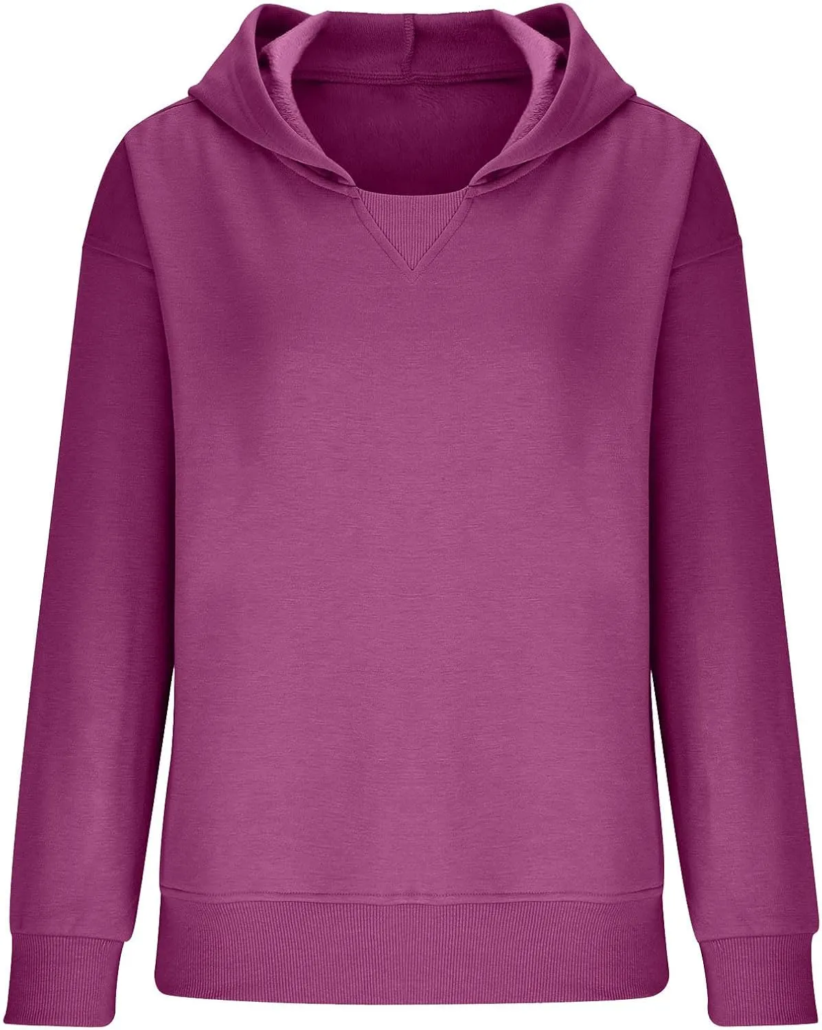 Women Hoodies Casual Long Sleeve Sweatshirt Solid Color Loose Pullover Tops 2023 Plus Size Fall Blouses Shirts
