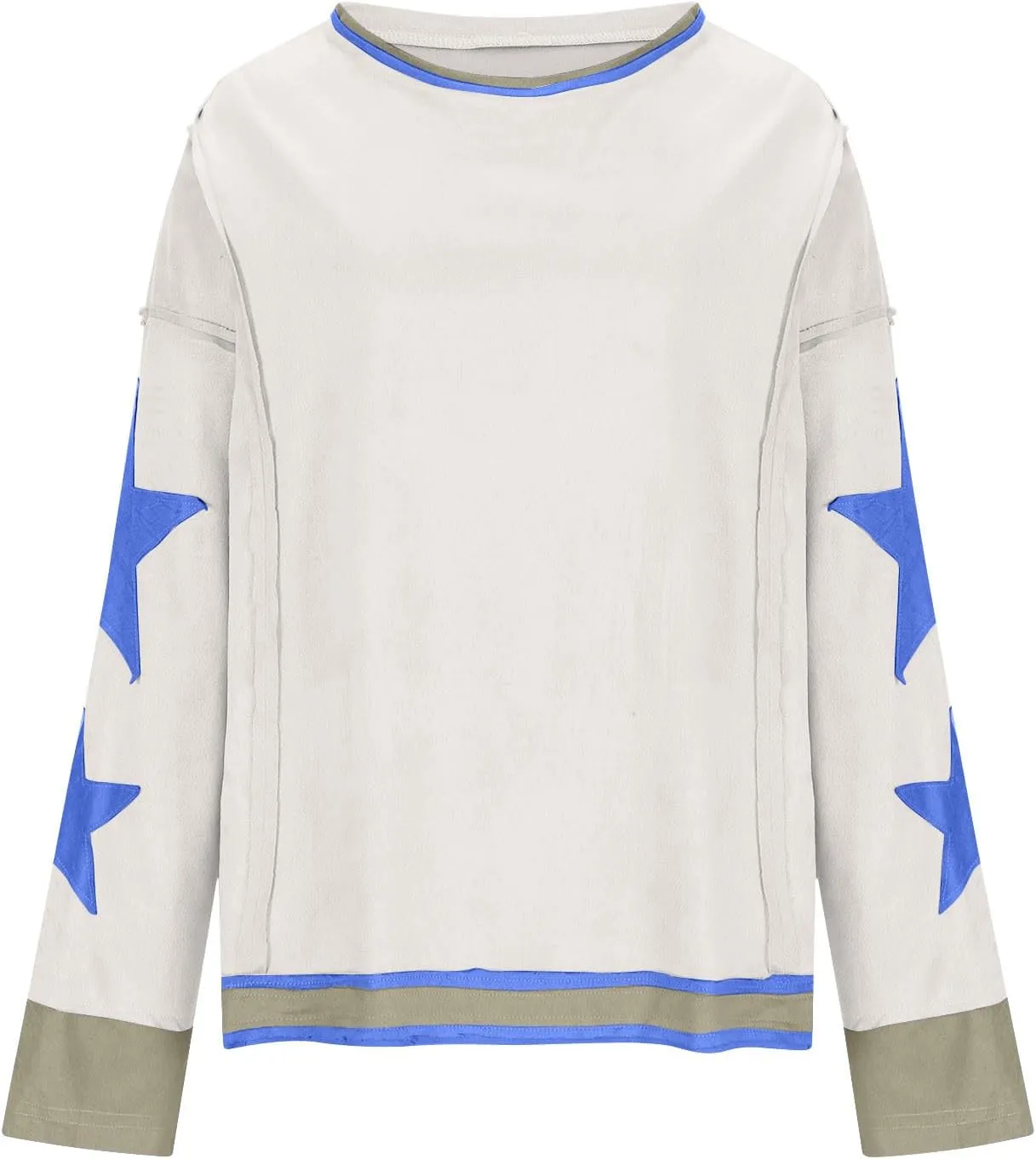 Women Oversize Sweatshirts Crewneck Long Sleeve Star Print Casual Loose Pullover Fall Fashion 2024 Clothes Tops