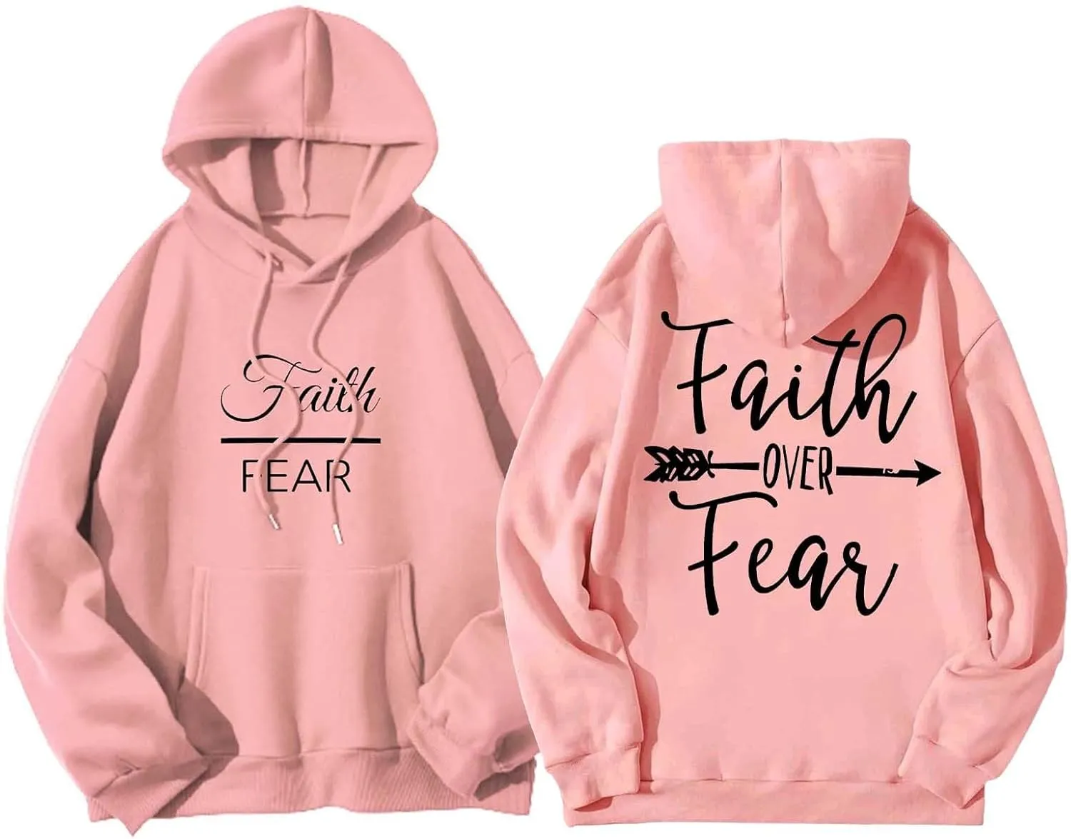 Women Solid Basic Letter Loose Hoodie Women Winter Warm Fashion Long Sleeve Loose Solid Hooded Sweatshirt for Women