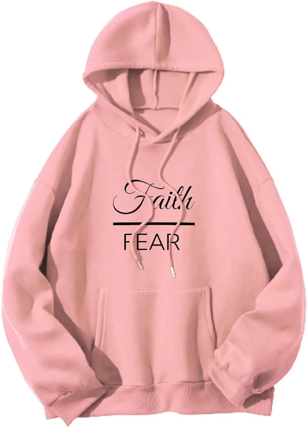 Women Solid Basic Letter Loose Hoodie Women Winter Warm Fashion Long Sleeve Loose Solid Hooded Sweatshirt for Women