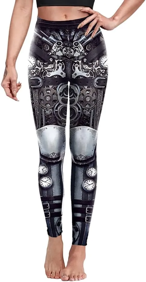 Women Steampunk Retro Leggings Comic Cosplay Punk Print Polyester Gothic Trousers Capris Pants S-4XL Plus Size