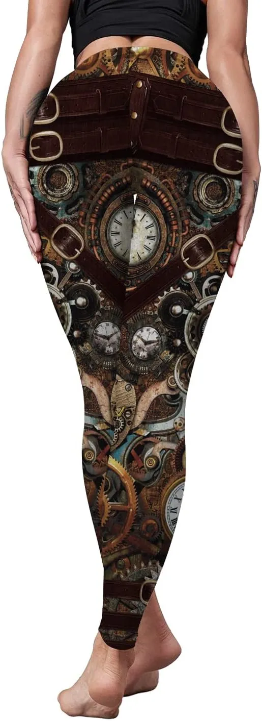 Women Steampunk Retro Leggings Comic Cosplay Punk Print Polyester Gothic Trousers Capris Pants S-4XL Plus Size