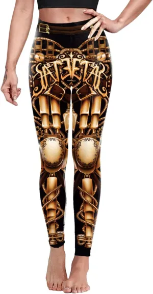 Women Steampunk Retro Leggings Comic Cosplay Punk Print Polyester Gothic Trousers Capris Pants S-4XL Plus Size