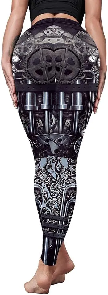 Women Steampunk Retro Leggings Comic Cosplay Punk Print Polyester Gothic Trousers Capris Pants S-4XL Plus Size