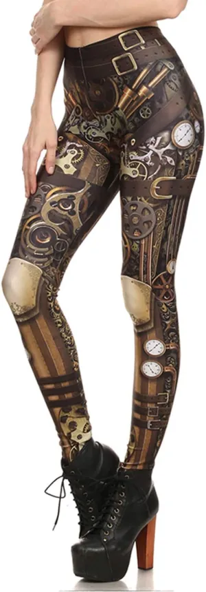 Women Steampunk Retro Leggings Comic Cosplay Punk Print Polyester Gothic Trousers Capris Pants S-4XL Plus Size