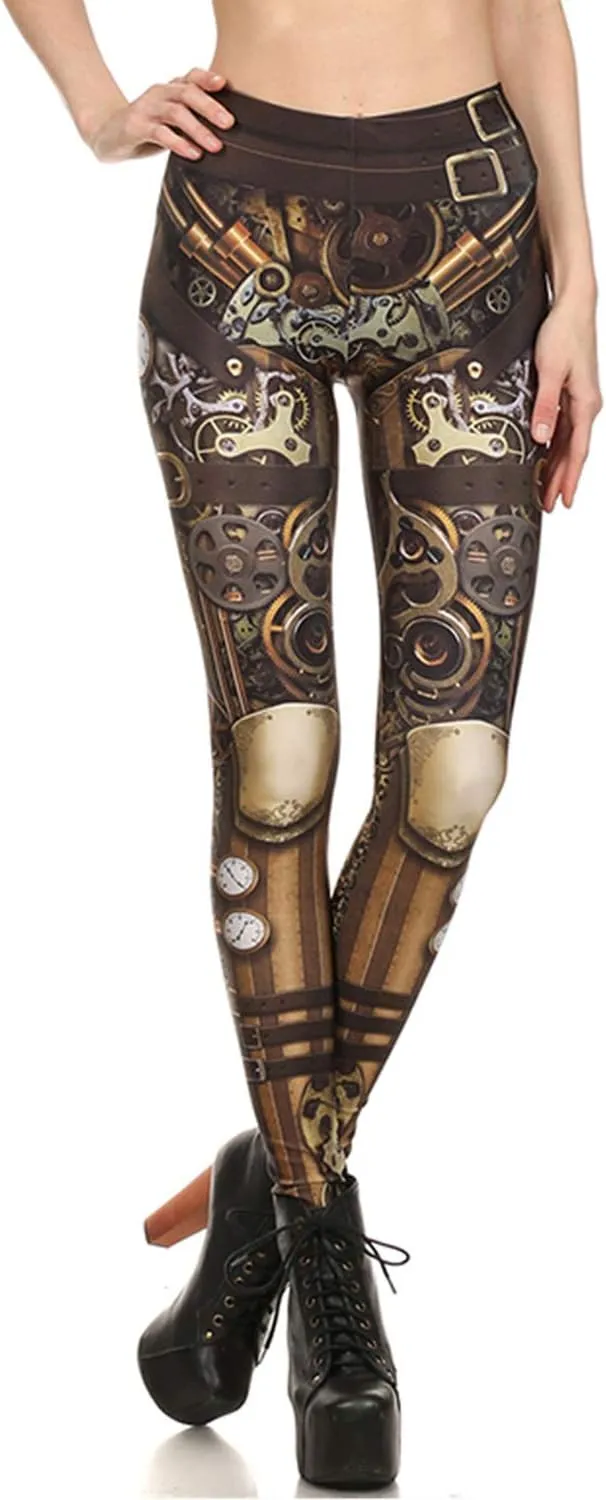 Women Steampunk Retro Leggings Comic Cosplay Punk Print Polyester Gothic Trousers Capris Pants S-4XL Plus Size