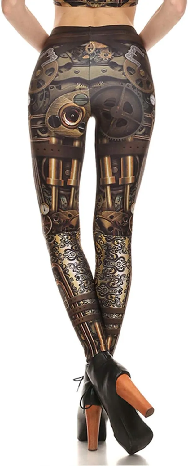 Women Steampunk Retro Leggings Comic Cosplay Punk Print Polyester Gothic Trousers Capris Pants S-4XL Plus Size