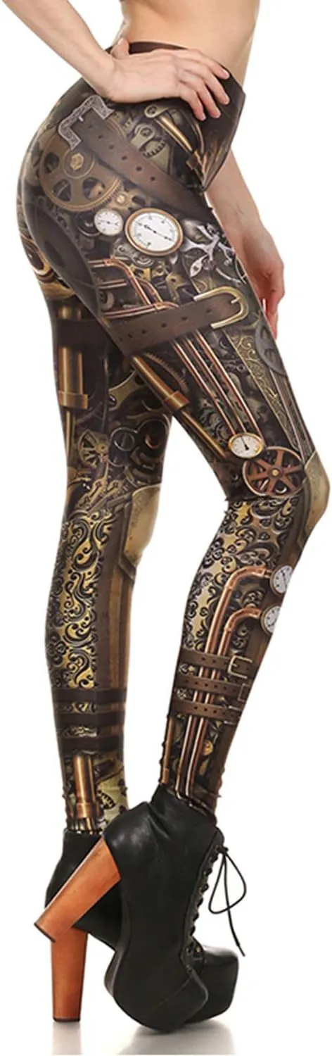 Women Steampunk Retro Leggings Comic Cosplay Punk Print Polyester Gothic Trousers Capris Pants S-4XL Plus Size