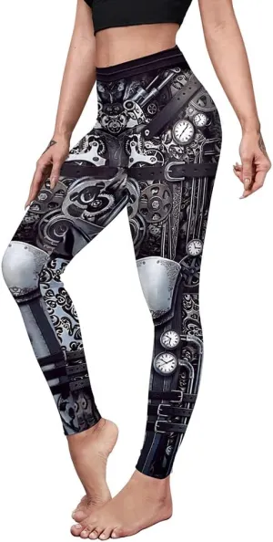 Women Steampunk Retro Leggings Comic Cosplay Punk Print Polyester Gothic Trousers Capris Pants S-4XL Plus Size