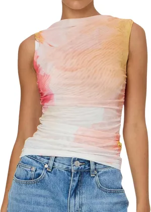 Women Y2k Floral Tank Top One Shoulder Sleeveless Graphic Cami Tank Top Flower Print Aesthetic Tee Summer Streetwear