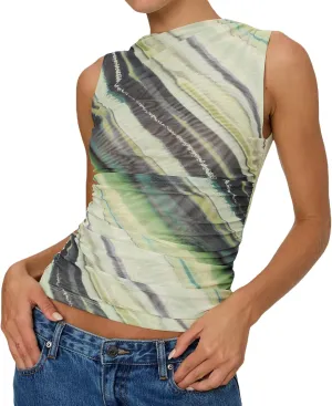 Women Y2k Floral Tank Top One Shoulder Sleeveless Graphic Cami Tank Top Flower Print Aesthetic Tee Summer Streetwear