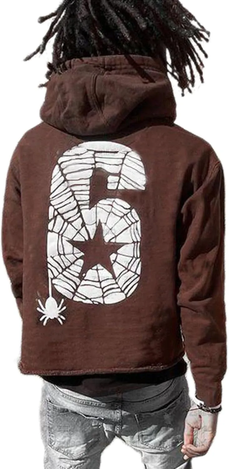Women Y2k Graphic Hoodie Spider Letter Print Oversized Pullover Sweatshirt Long Sleeve Aesthetic Hoodies Streetwear