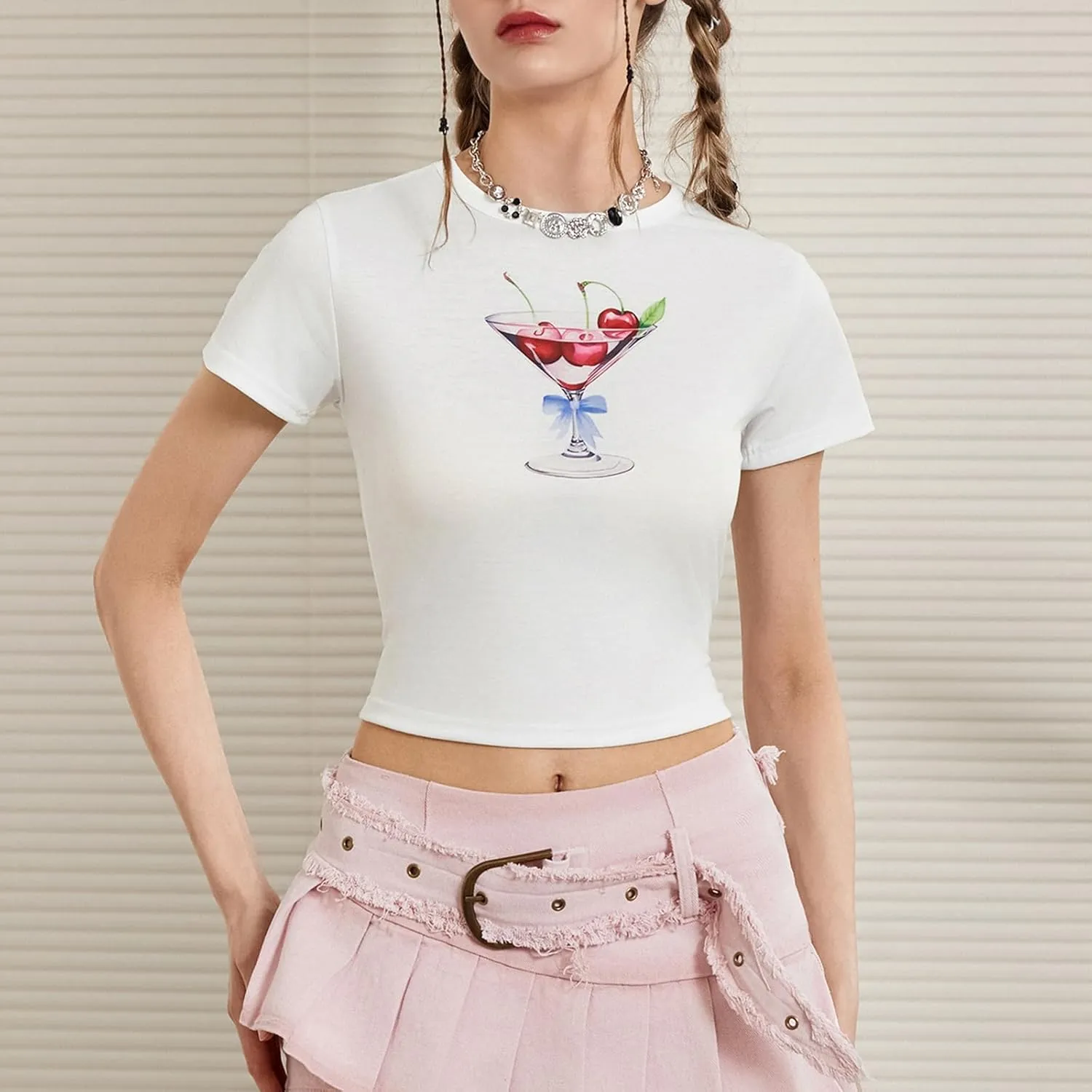 Women Y2k Graphic T-Shirt Crew Neck Short Sleeve Baby Tee Summer Crop Tops 00S Aesthetic Going Out Tops Streetwear