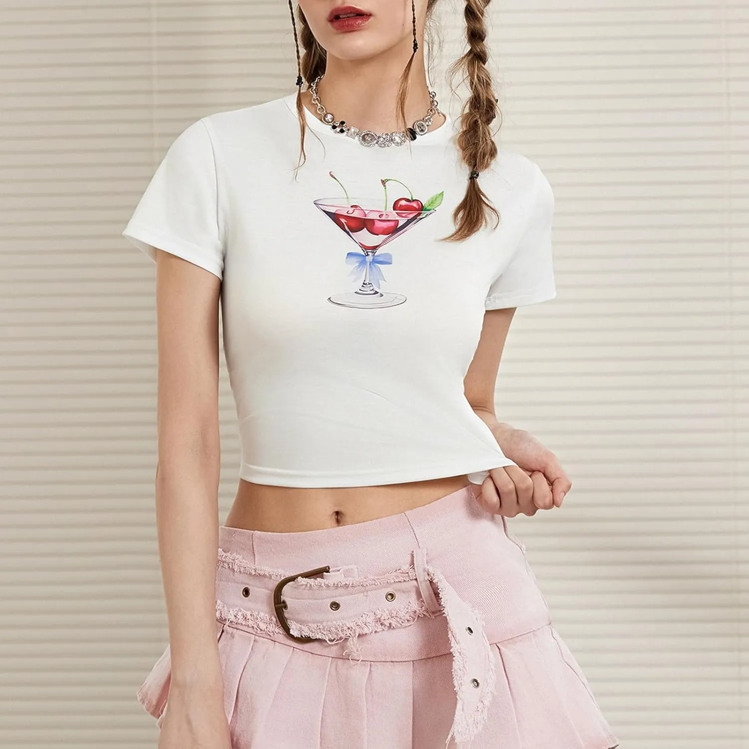 Women Y2k Graphic T-Shirt Crew Neck Short Sleeve Baby Tee Summer Crop Tops 00S Aesthetic Going Out Tops Streetwear