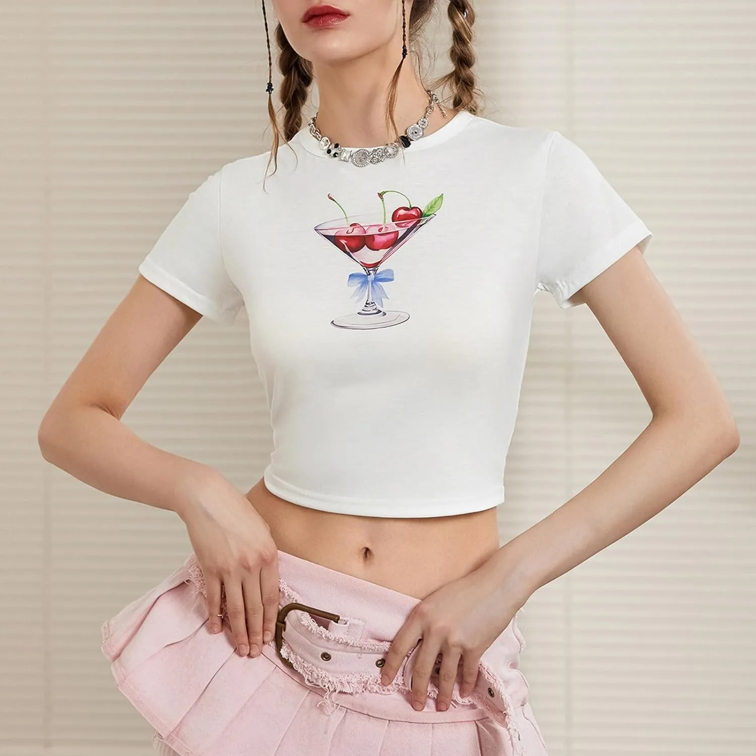 Women Y2k Graphic T-Shirt Crew Neck Short Sleeve Baby Tee Summer Crop Tops 00S Aesthetic Going Out Tops Streetwear