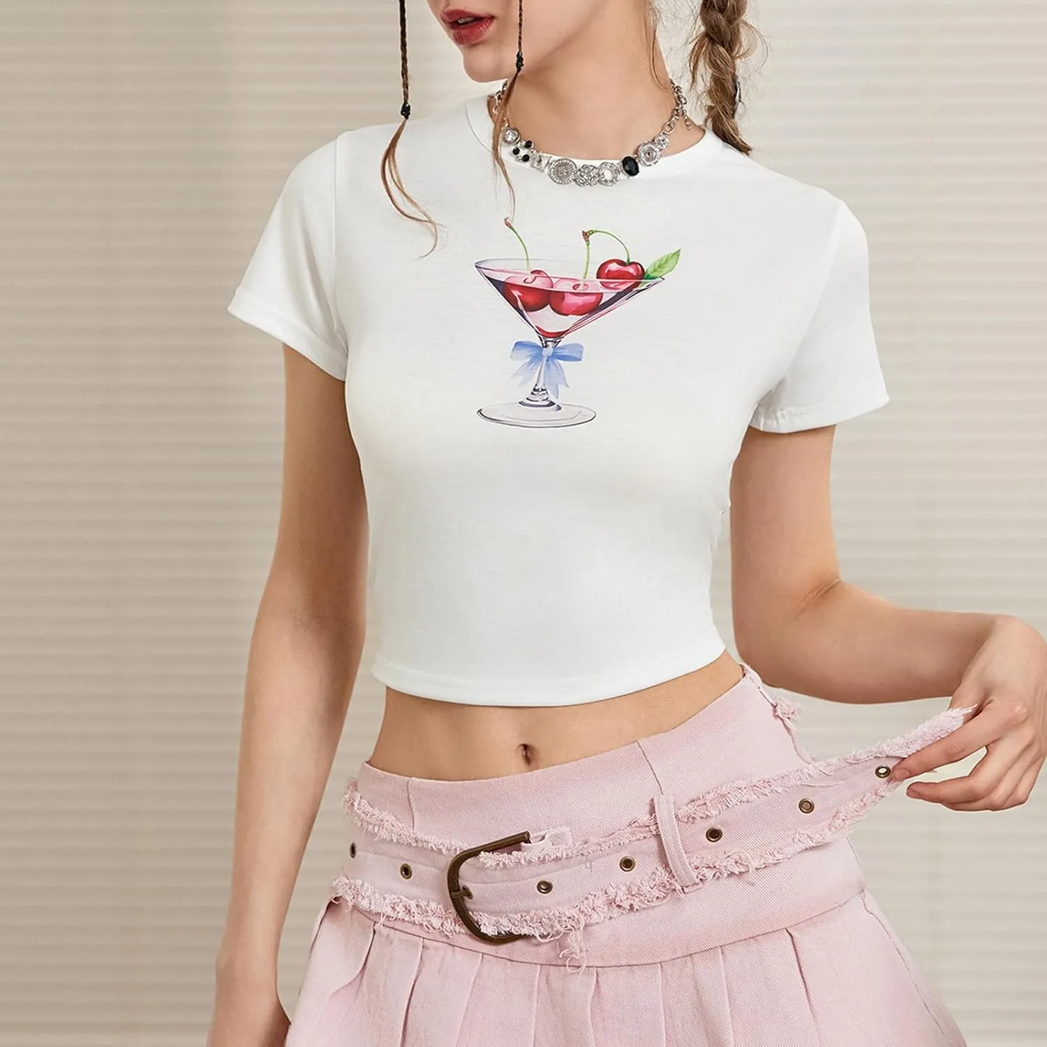 Women Y2k Graphic T-Shirt Crew Neck Short Sleeve Baby Tee Summer Crop Tops 00S Aesthetic Going Out Tops Streetwear