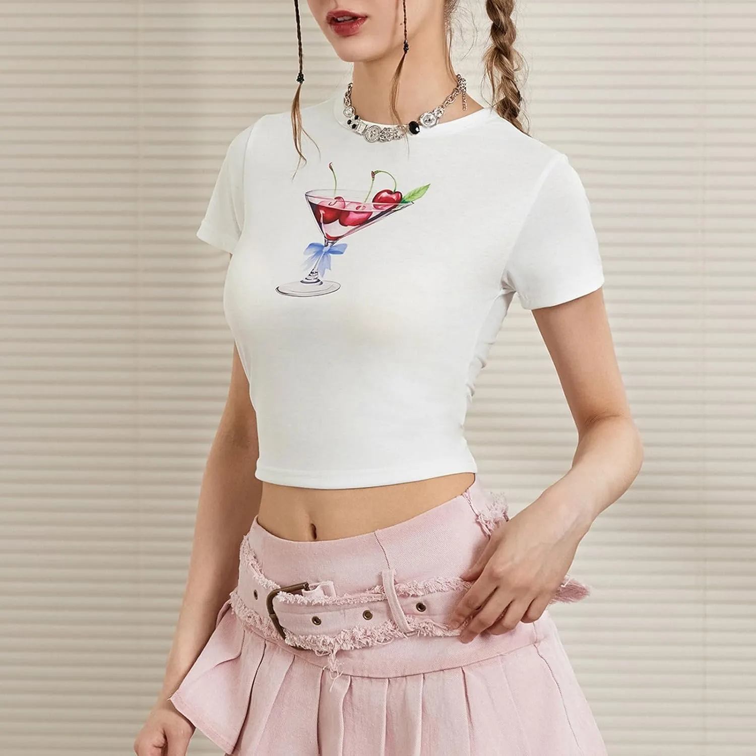 Women Y2k Graphic T-Shirt Crew Neck Short Sleeve Baby Tee Summer Crop Tops 00S Aesthetic Going Out Tops Streetwear