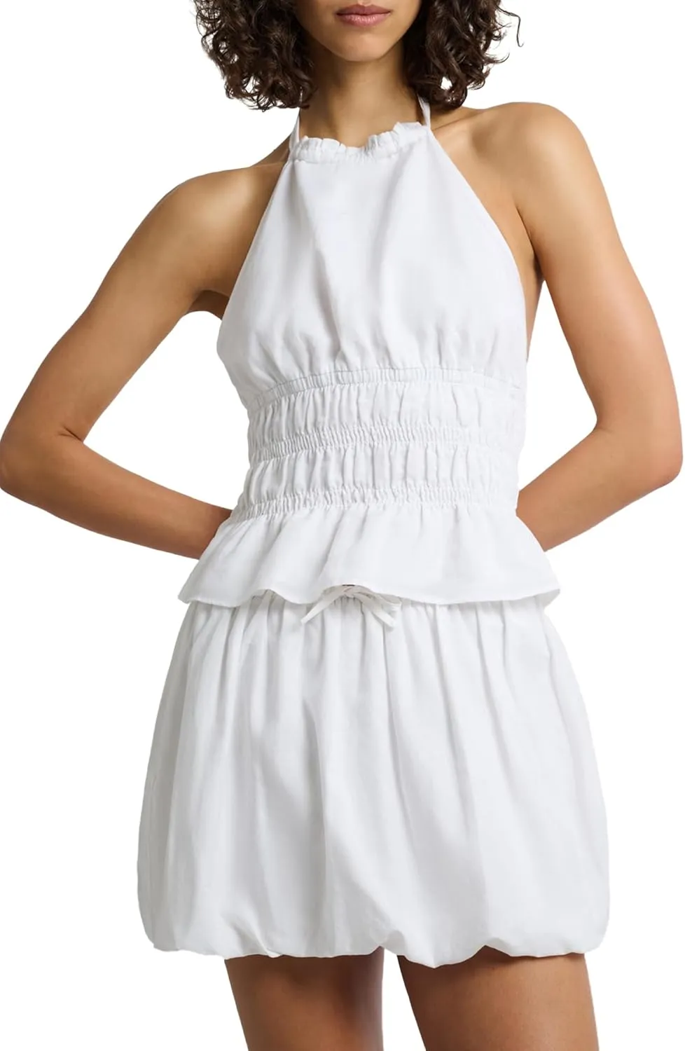 Women's Air Linen Smocked Halter Top