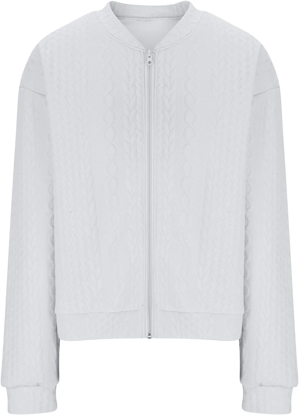 Women's Cardigan Zip Up Cable Knit Long Sleeve Trendy Y2K Sweater Jacket Crewneck Casual Teen Girls Coat 2024 Fall