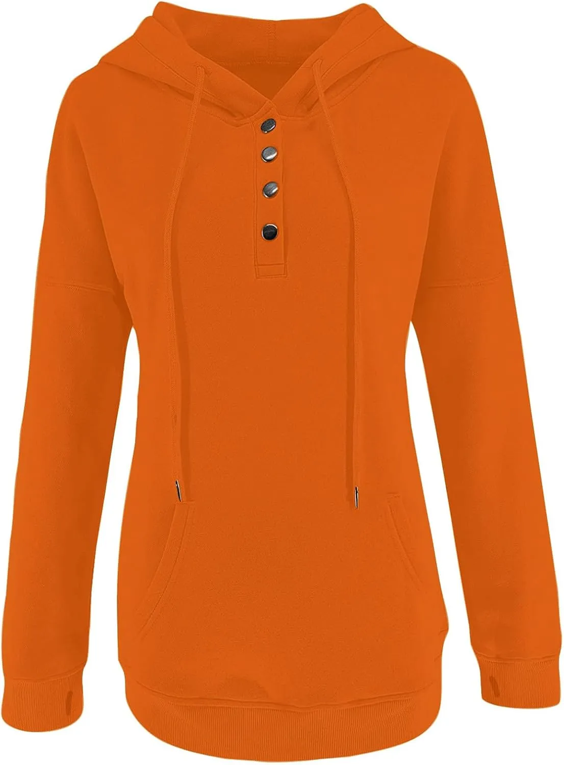 Womens Casual Button Down Hoodies Drawstring Long Sleeve Pullover Hooded Sweatshirt Fall Outfits Clothes Thumb Hole