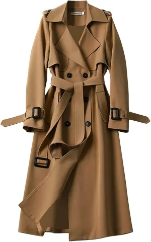 Women's Coats Basic Long Jacket Coat Coat Trench Long Jacket Ladies Slim Long Belt Elegant Winter Coats for Women