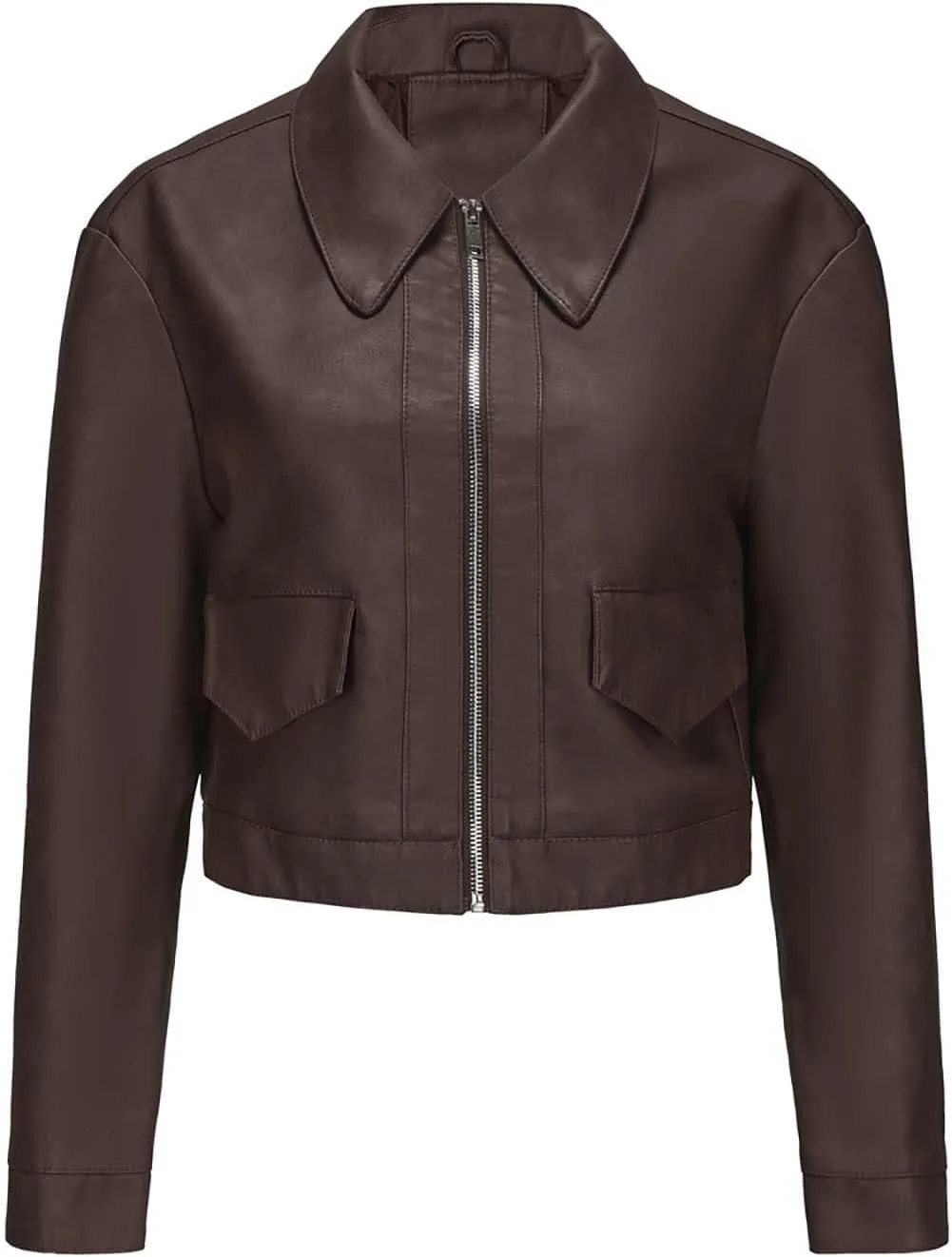Women's Cropped Faux Leather Jacket Zip Up Motorcycle Jacket Moto Biker Blazer PU Short Coat Fashion Y2k Streetwear