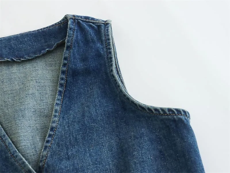 Women's Denim Vest Sleeveless Jean Jacket Top for Women - Fashionable Waistcoat with Denim Vest Top for Women-A