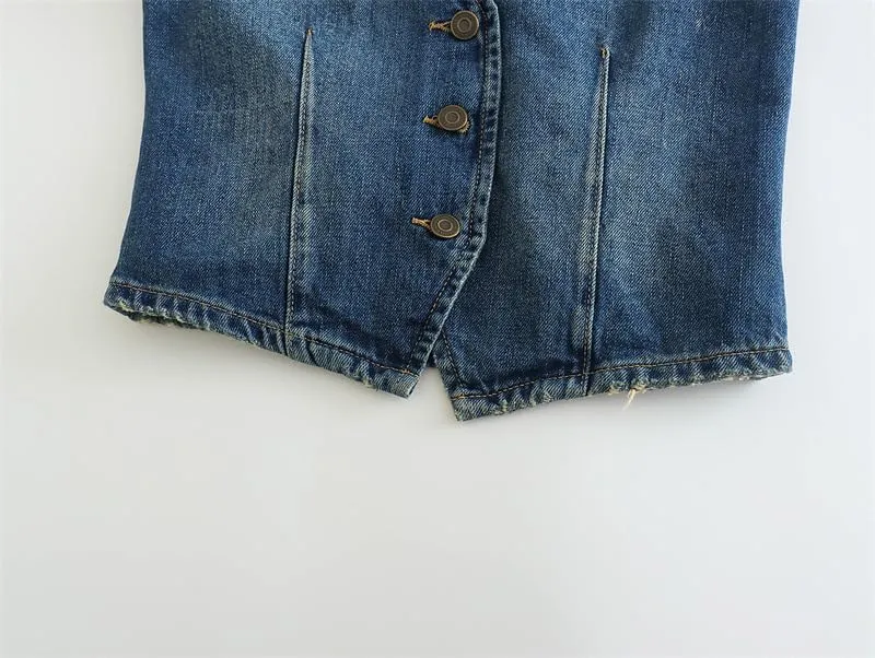 Women's Denim Vest Sleeveless Jean Jacket Top for Women - Fashionable Waistcoat with Denim Vest Top for Women-A
