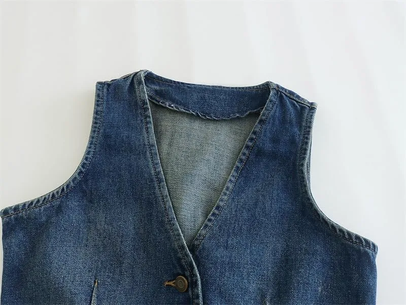 Women's Denim Vest Sleeveless Jean Jacket Top for Women - Fashionable Waistcoat with Denim Vest Top for Women-A