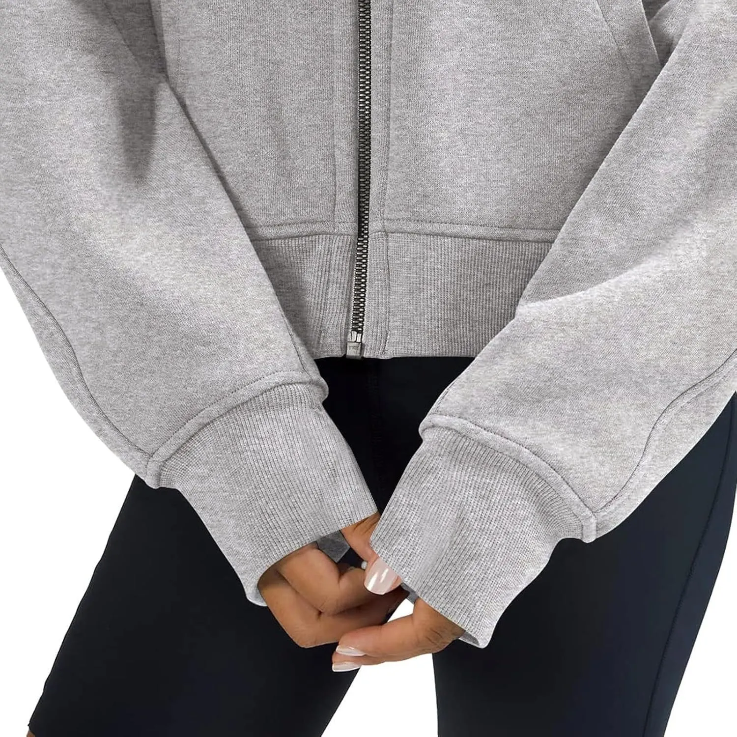 Women's Fashion Hoodies & Sweatshirts Casual Long Sleeve y2k Clothes Full Zip Up Cropped Hoodie Jacket With Pockets