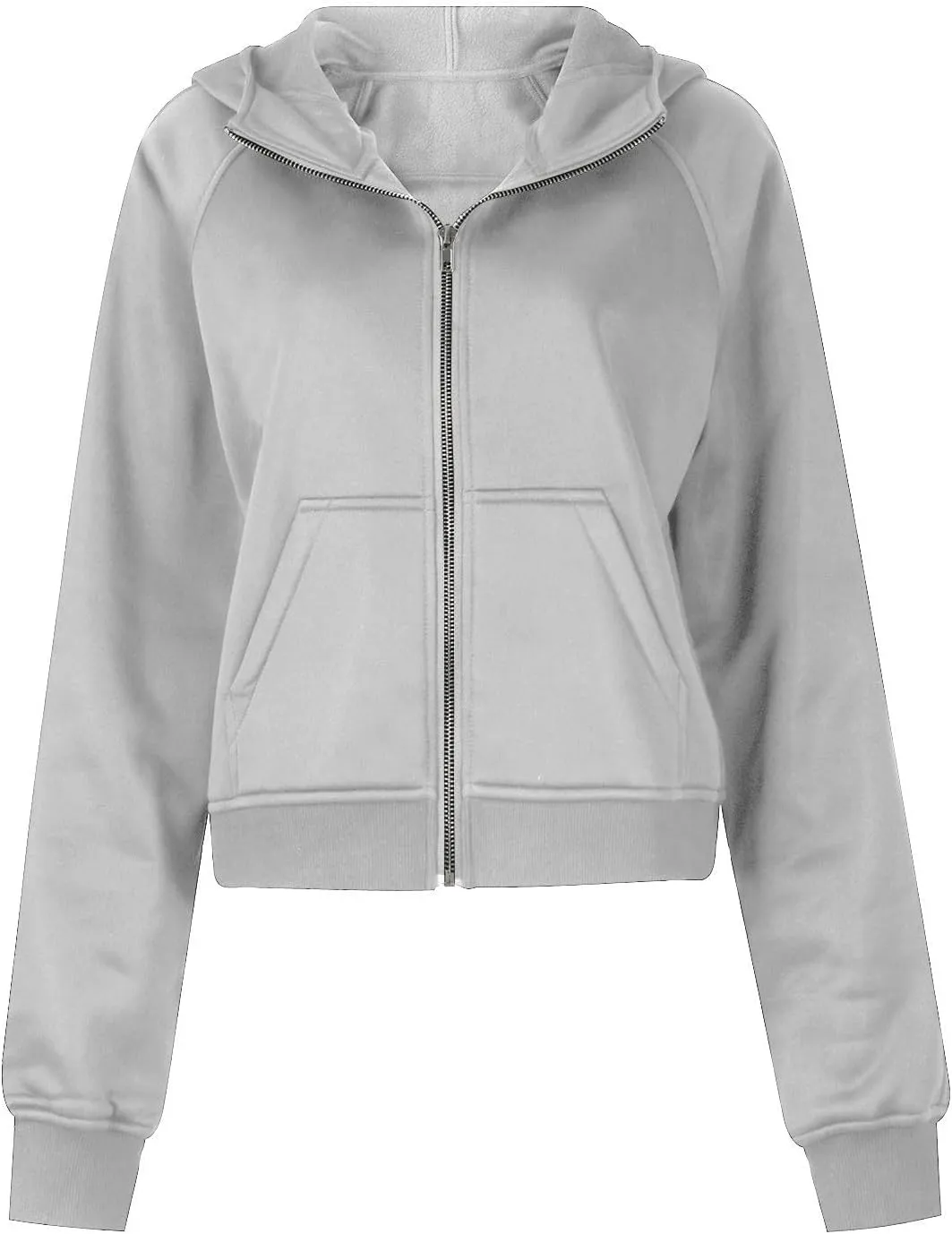 Women's Fashion Hoodies & Sweatshirts Casual Long Sleeve y2k Clothes Full Zip Up Cropped Hoodie Jacket With Pockets