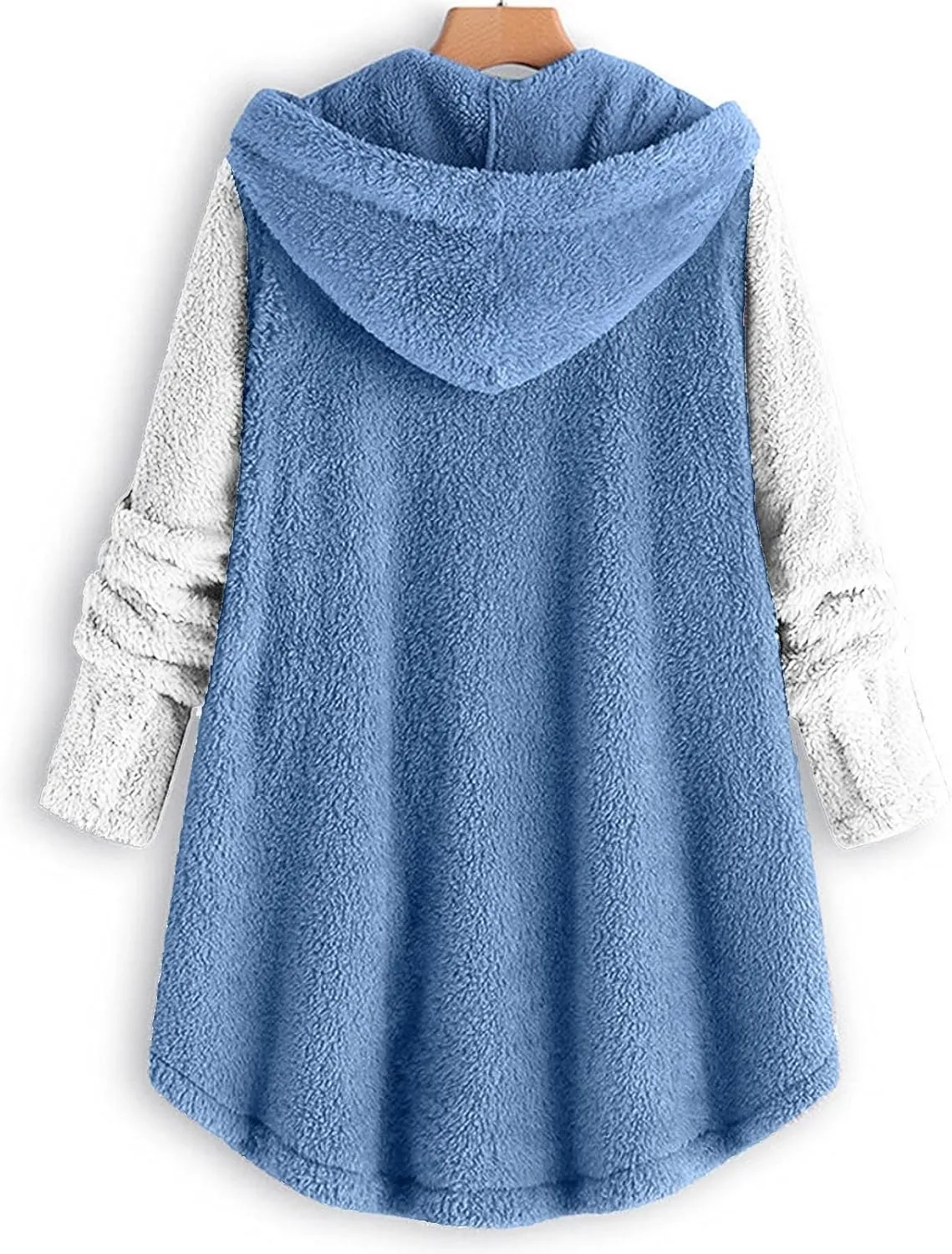 Womens Fleece Jackets Sherpa Winter Hooded Fuzzy Coats Oversized Button Down Cardigan Sweater Warm Jacket with Pocket