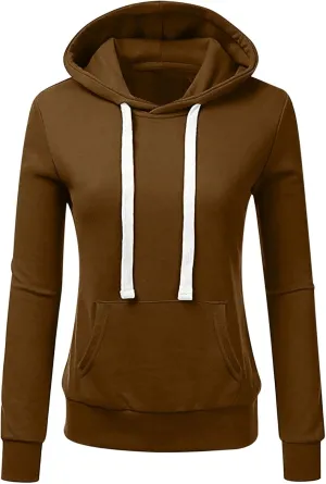 Womens Fleece Oversized Hoodie Solid Casual Long Sleeve Drawstring Pockets Hood Pullover Top Sweatshirts