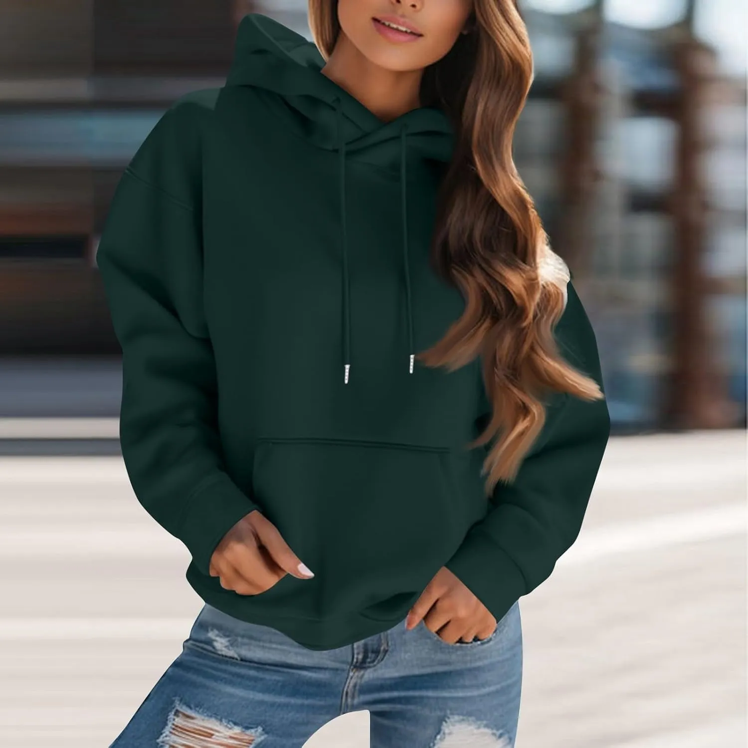 Women's Fleece Oversized Hoodies Y2k Casual Long Sleeve Pullover Sweatshirts Loose Warm comfy Hoodie Winter Clothes