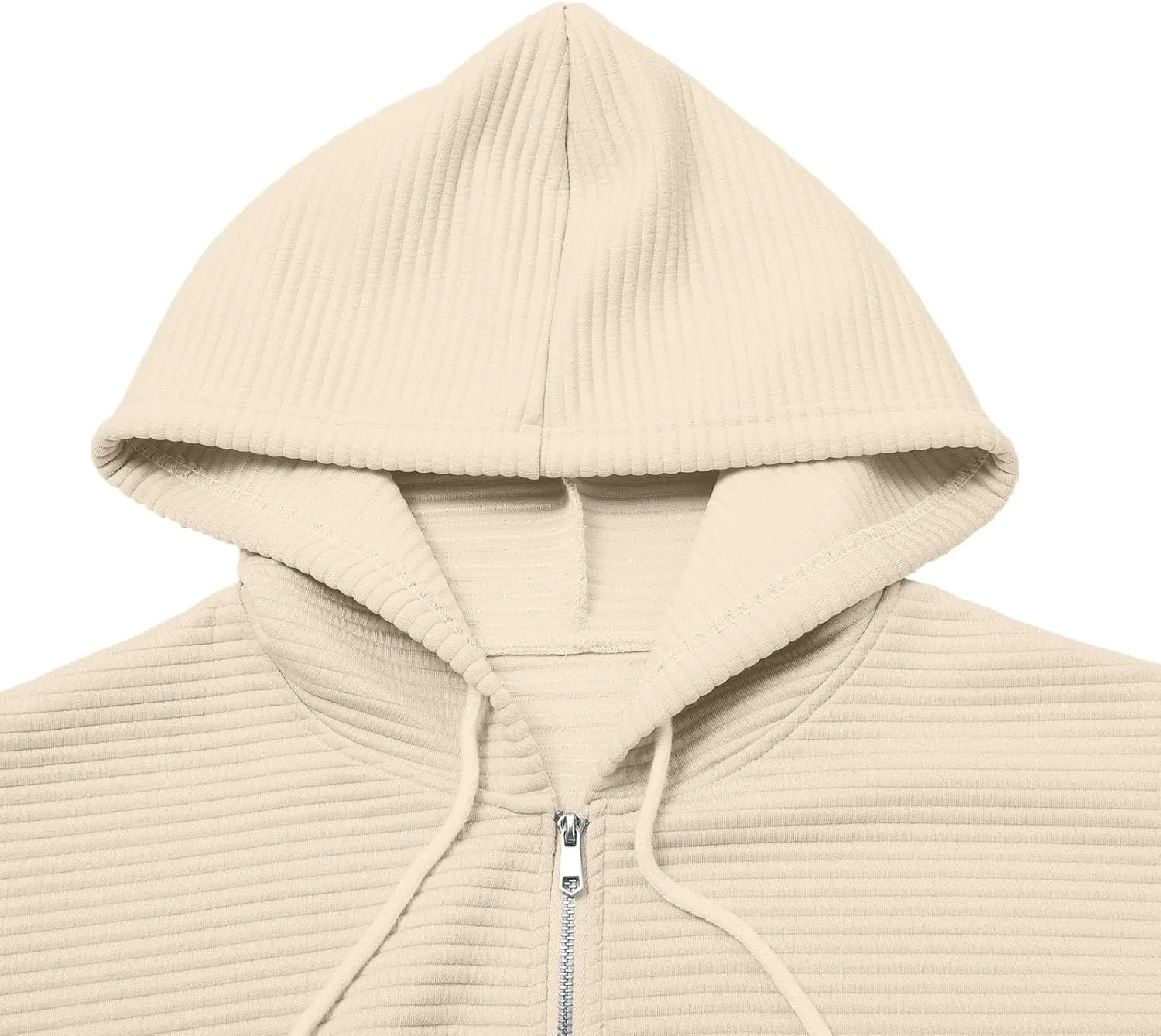 Womens Full Zip Up Hoodie Loose Fit Hooded Oversized Sweatshirt Casual Fall Long Sleeve Quilted Jackets with Pockets