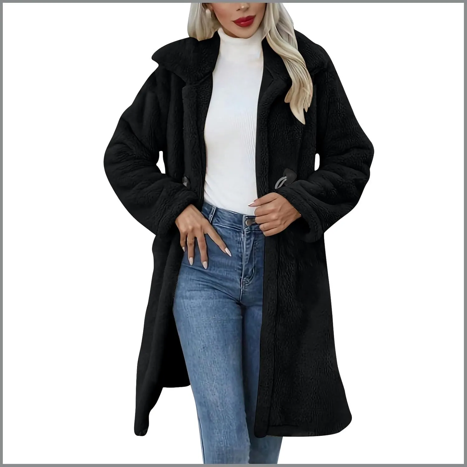 Womens Fuzzy Fleece Cardigan Coat Coatigan 2024 Fall Winter Warm Fuzzy Coat Lightweight Open Front Long Trench Coats