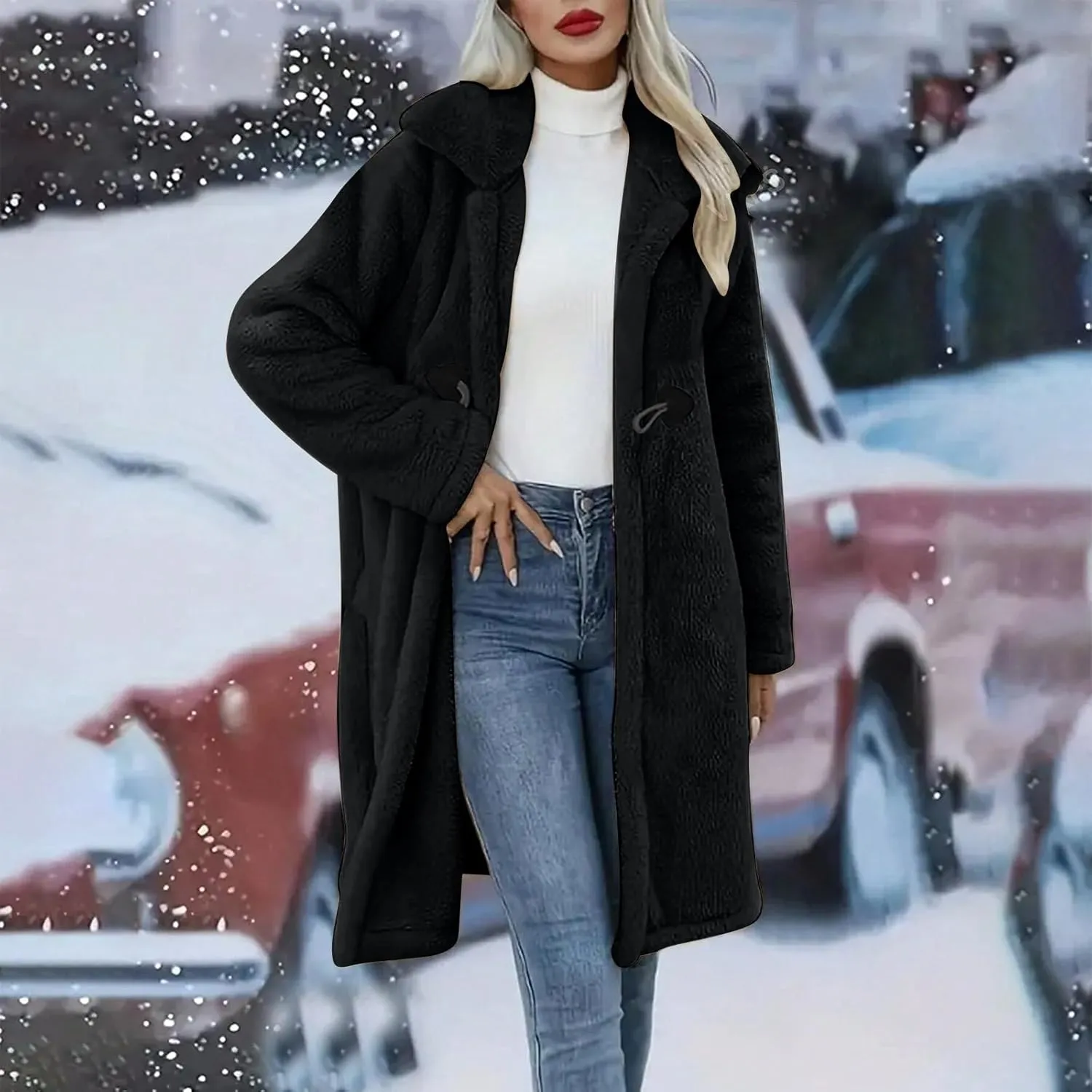 Womens Fuzzy Fleece Cardigan Coat Coatigan 2024 Fall Winter Warm Fuzzy Coat Lightweight Open Front Long Trench Coats