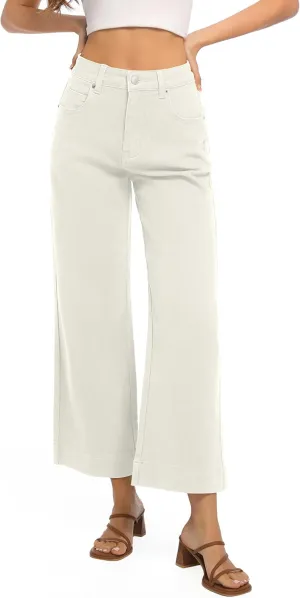 Womens High Waisted Stretchy Jeans - Wide Leg, Baggy, Loose, Trendy Jeans for Women