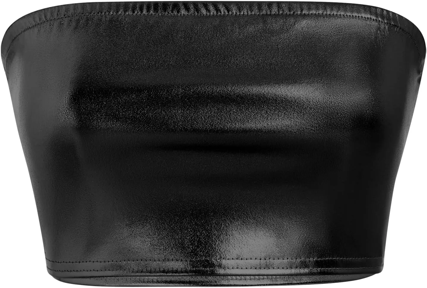 Womens Holographic Metallic Shiny Off Shoulder Crop Top Bustier Tube Top Blouse Rave Causal Strapless Basic Sexy Vest