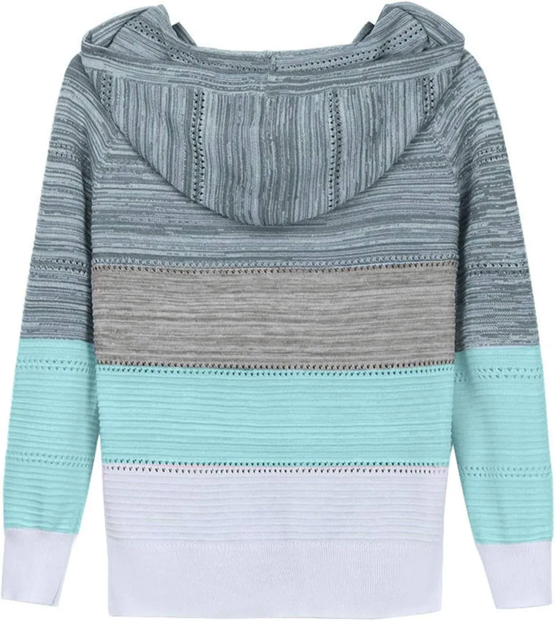 Womens Lightweight Color Block Hooded Sweaters Drawstring Hoodies Pullover Sweatshirts Long Sleeve Zip Up Hoodies