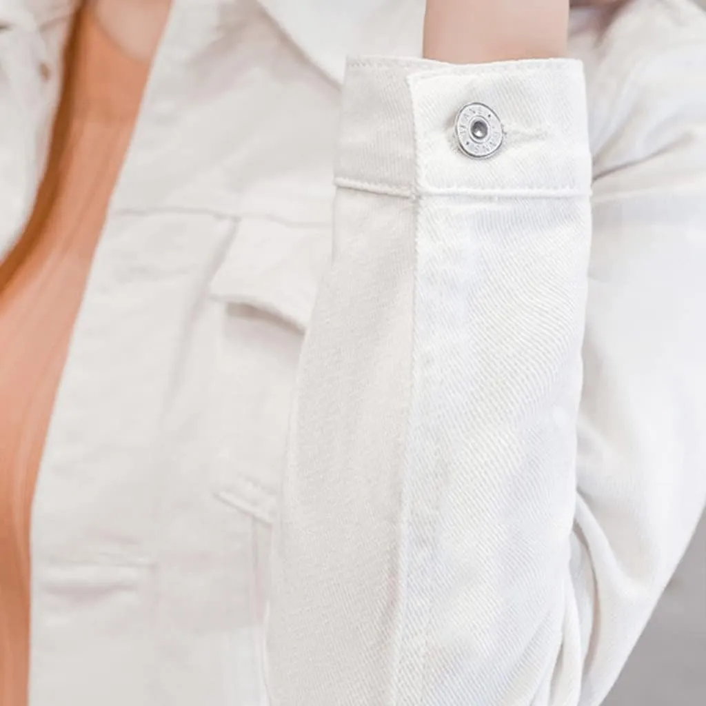 Women's Oversized Denim Jacket Casual Long Boyfriend Distresse Jean Jacket Autumn Spring Washed Denim Jacket 2024