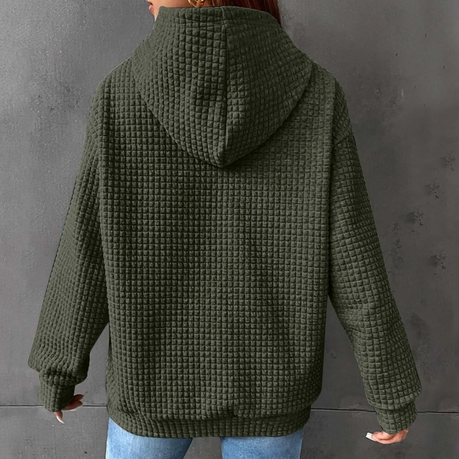 Womens Oversized Hooded Sweatshirts Lightweight Quilted Pullover Hoodies Long Sleeve Dressy Casual Top Fall Outfits