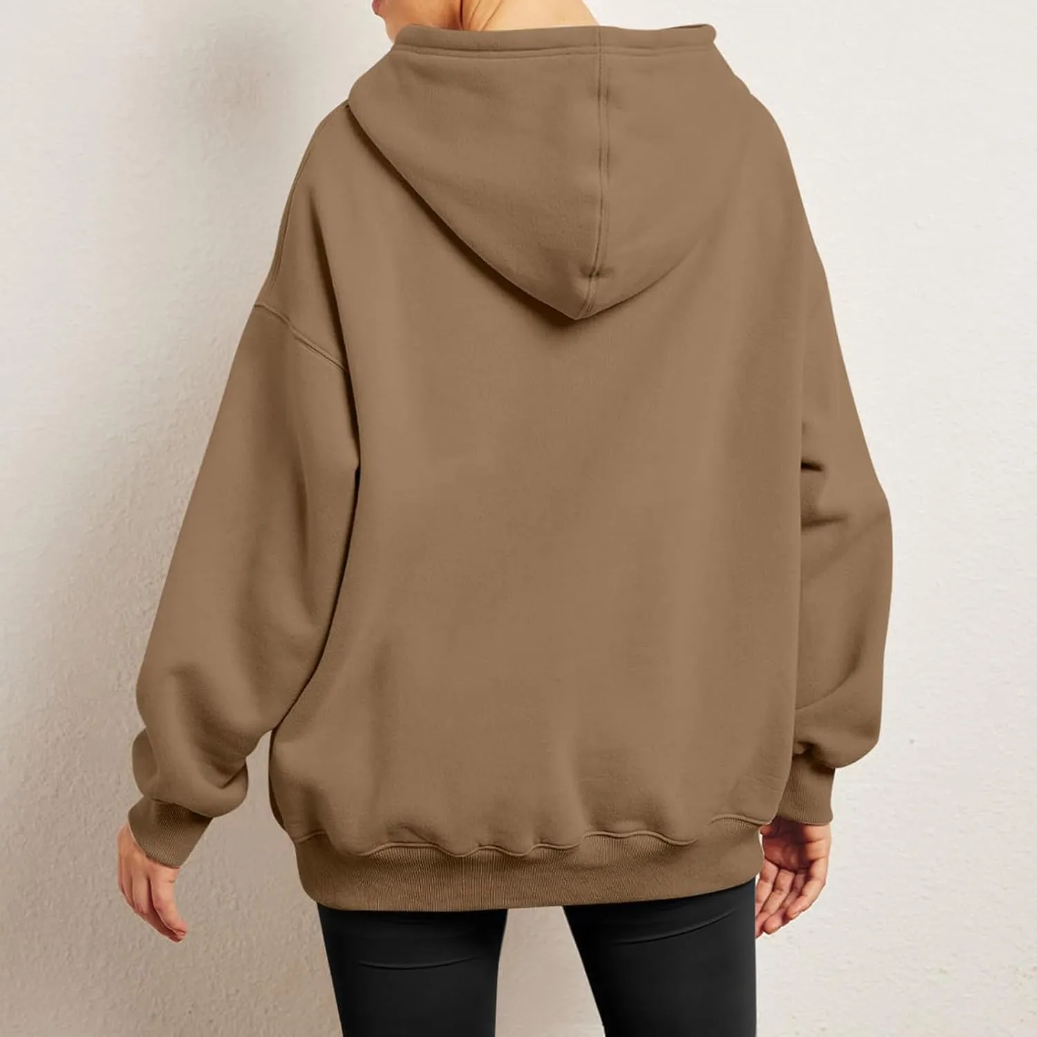 Womens Oversized Hoodie Long Sleeve Drop Shoulder Baggy Sweatshirts Lightweight Pullover Tops Fall Outfits w/Pockets