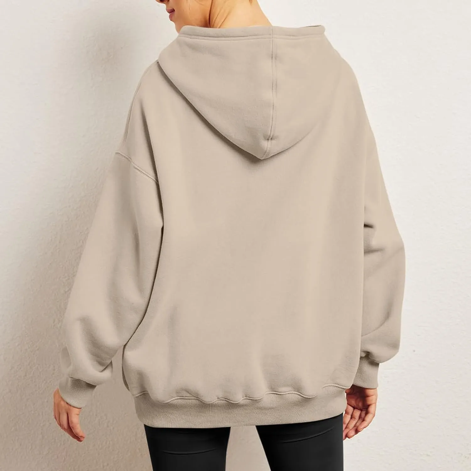Womens Oversized Hoodie Long Sleeve Drop Shoulder Baggy Sweatshirts Lightweight Pullover Tops Fall Outfits w/Pockets