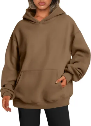 Womens Oversized Hoodie Long Sleeve Drop Shoulder Baggy Sweatshirts Lightweight Pullover Tops Fall Outfits w/Pockets