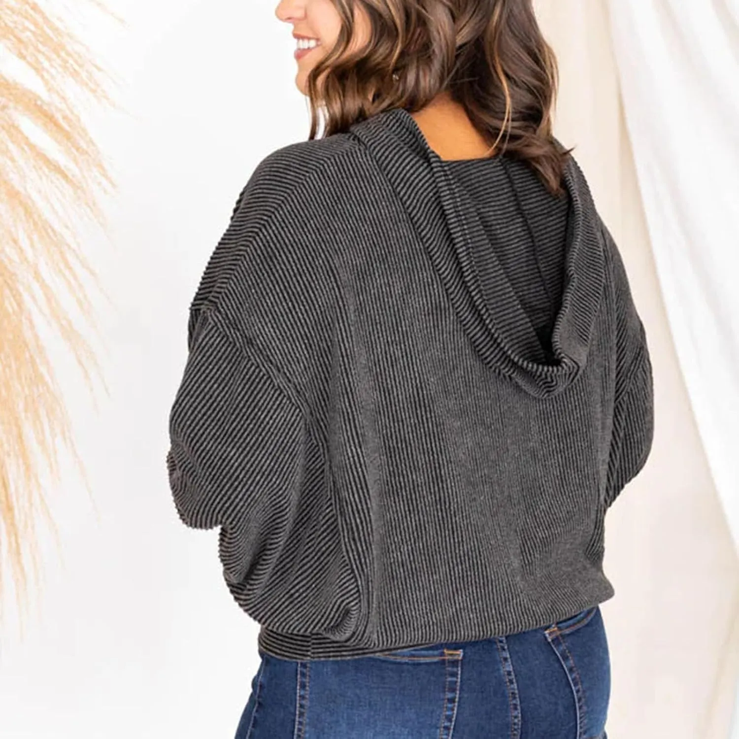 Womens Oversized Hoodies Fall Fashion 2023 Waffle Knit Long Sleeve Hooded Sweatshirt Casual Loose Pullover Sweaters