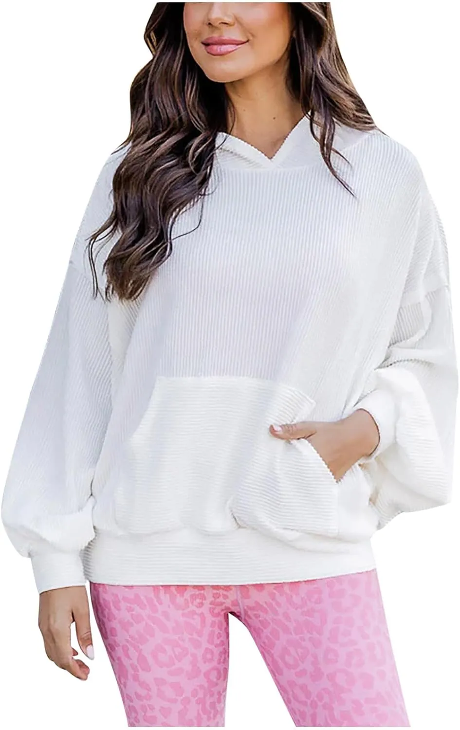 Womens Oversized Hoodies Fall Fashion 2023 Waffle Knit Long Sleeve Hooded Sweatshirt Casual Loose Pullover Sweaters