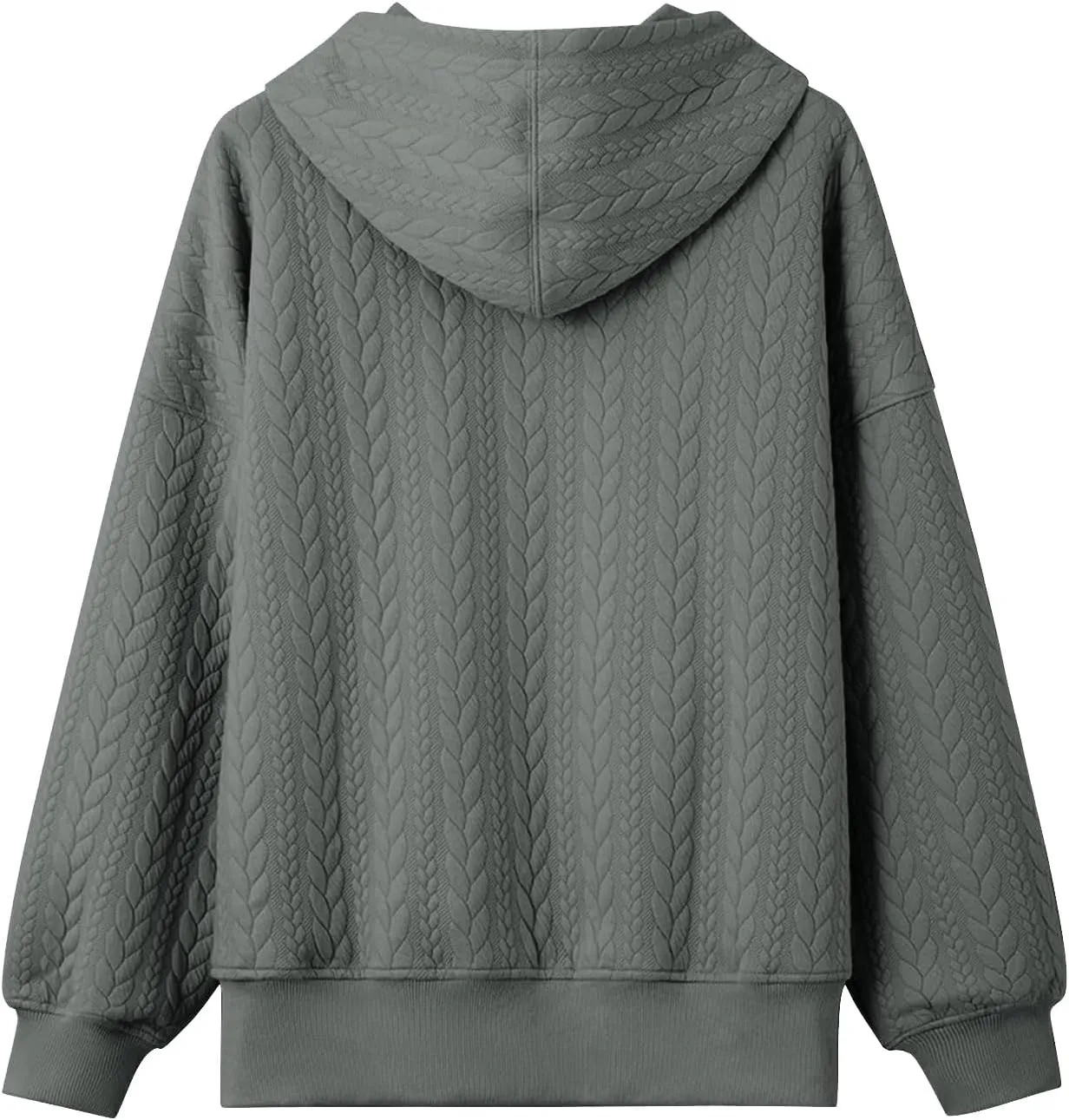 Women's Oversized Hoodies Fall Trendy Textured Long Sleeve Sweatshirt Y2k Casual Comfy Pullover Tops with Pockets